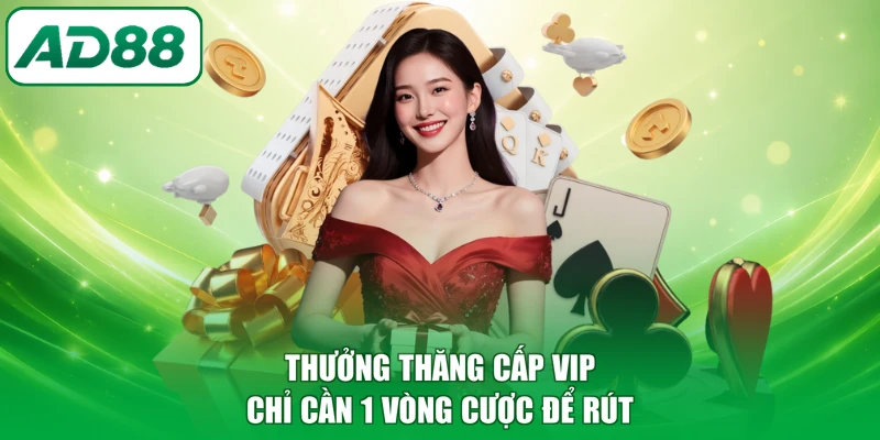 Thưởng thăng cấp VIP chỉ cần 1 vòng cược để rút